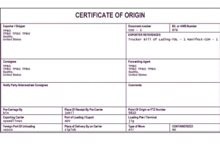 گواهی مبدأ غیر ترجیحی (معمولی)
